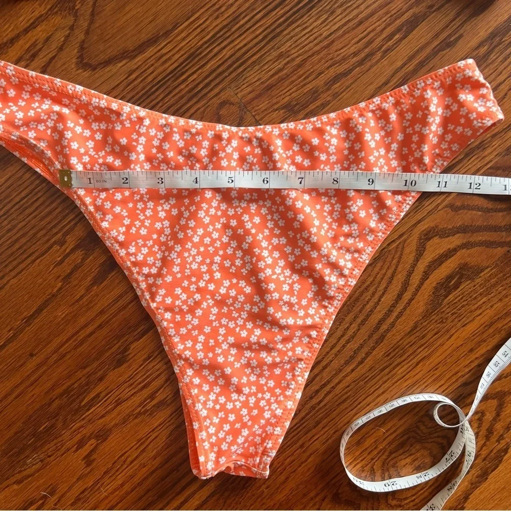 Ruffle sleeve top orange floral bikini set, Large